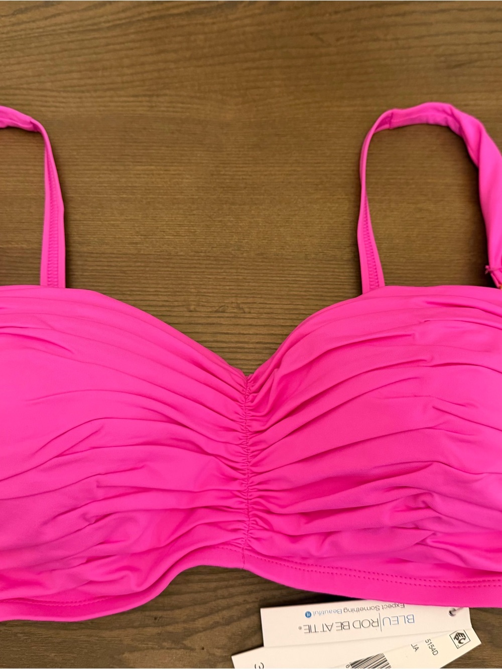 Bleu Rod Beattie Hot Pink Ruched Bandeau Bikini Top